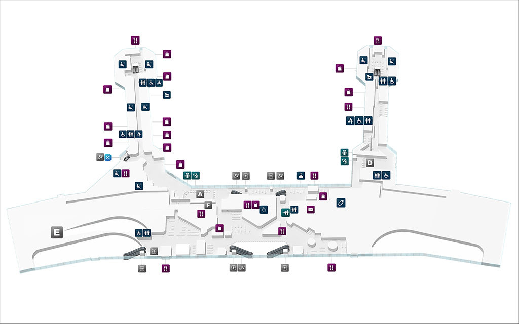 Схема терминала аэропорта Домодедово (2 этаж)